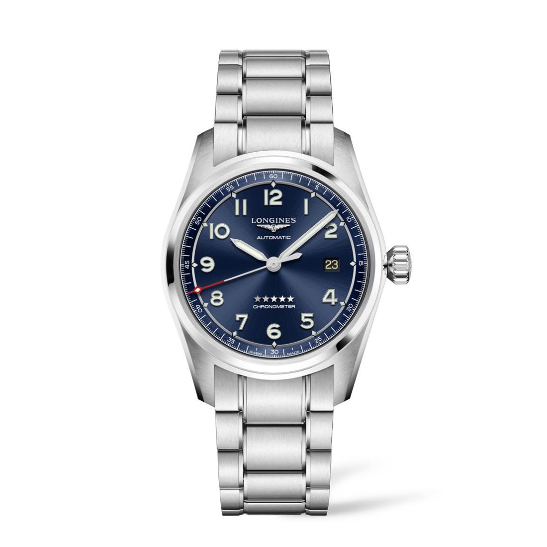 Dit is een horloge van het merk Longines voor heren in maat 40.00. Dit horloge heeft verzilverde gezandstraalde wijzers en is waterbestendig tot 10 bar. Zelfopwindend mechanisch uurwerk met 25.200 vibraties per uur, een balansveer van monokristallijn silicium en een gangreserve van ongeveer 72 uur.